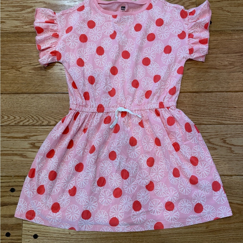 Tea Collection Pink and Red Floral Kids Dress
